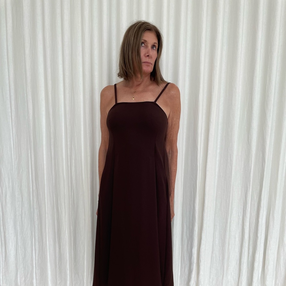 Vince Burgundy Asymmetrical Midi Dress
